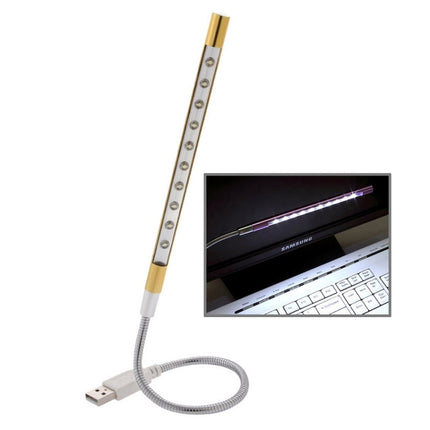10-LED Portable Ultra Bright USB LED Light(Gold)-garmade.com