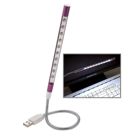 10-LED Portable Ultra Bright USB LED Light(Purple)-garmade.com