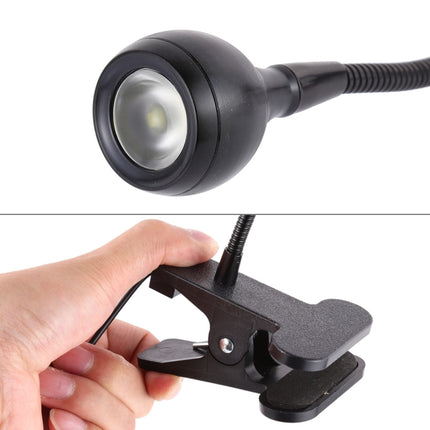 3W 360 Degree Rotation USB Metal Flexible Neck LED Light with Switch & Clip (Warm White Light Black)-garmade.com