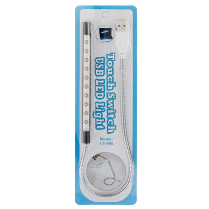 Portable Touch Switch USB LED Light, 10-LED, 1W, White Light(Black)-garmade.com