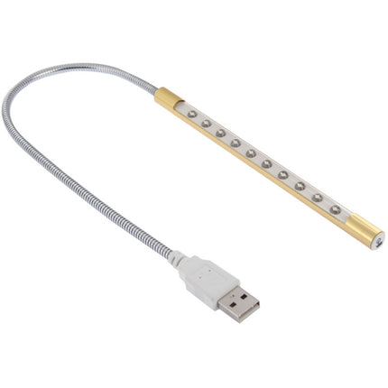 Portable Touch Switch USB LED Light, 10-LED, 1W, White Light(Gold)-garmade.com