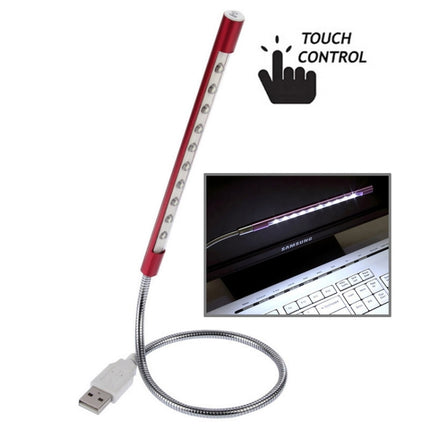 Portable Touch Switch USB LED Light, 10-LED, 1W, White Light(Red)-garmade.com
