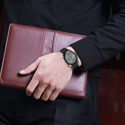 Fashion 3 Dial Quartz Wrist Calendar Watch with Silicone Strap (Black)-garmade.com