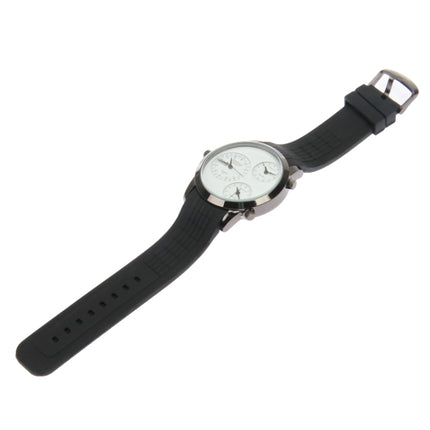 Fashion 3 Dial Quartz Wrist Calendar Watch with Silicone Strap (White)-garmade.com