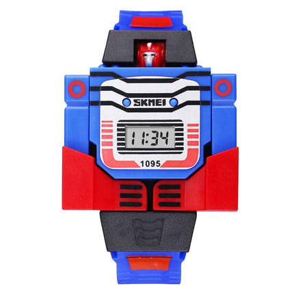 SKMEI Transformation Toy Shape Changing Removable Dial Digital Movement Children Watch with PU Plastic Cement Band(Dark Blue)-garmade.com
