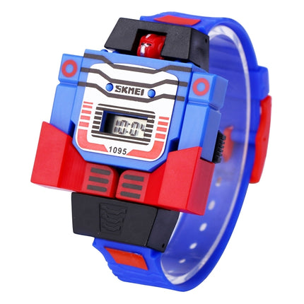 SKMEI Transformation Toy Shape Changing Removable Dial Digital Movement Children Watch with PU Plastic Cement Band(Dark Blue)-garmade.com