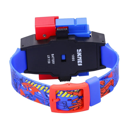 SKMEI Transformation Toy Shape Changing Removable Dial Digital Movement Children Watch with PU Plastic Cement Band(Dark Blue)-garmade.com