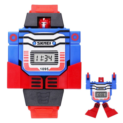 SKMEI Transformation Toy Shape Changing Removable Dial Digital Movement Children Watch with PU Plastic Cement Band(Red)-garmade.com