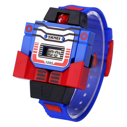SKMEI Transformation Toy Shape Changing Removable Dial Digital Movement Children Watch with PU Plastic Cement Band(Red)-garmade.com