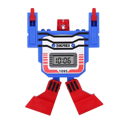 SKMEI Transformation Toy Shape Changing Removable Dial Digital Movement Children Watch with PU Plastic Cement Band(Red)-garmade.com