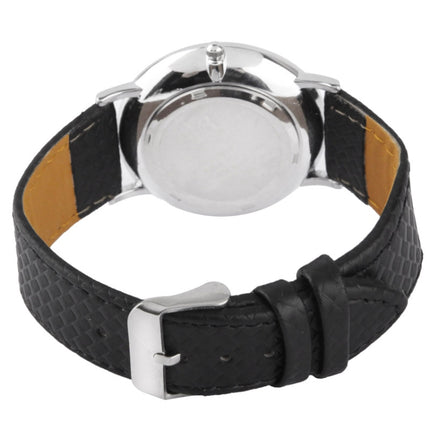 Black Dial Men Quartz Watch with Black Leather Watchband-garmade.com