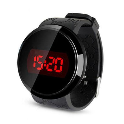 Touch Screen Unisex LED Digital Watch Wristwatch Timepiece Silicon Strap ( Black )(Black)-garmade.com