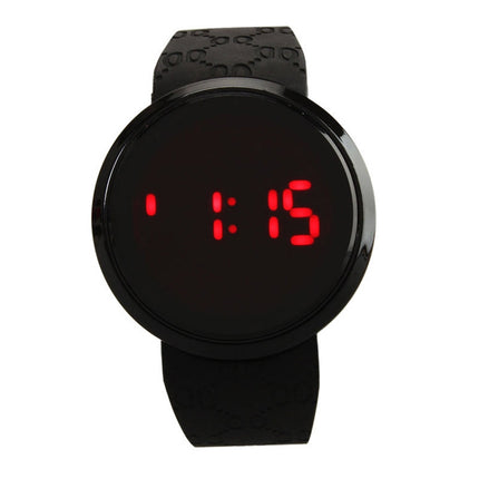 Touch Screen Unisex LED Digital Watch Wristwatch Timepiece Silicon Strap ( Black )(Black)-garmade.com