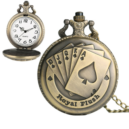 Playing Card Pattern Zinc Alloy Quartz Waterproof Pocket Watch-garmade.com