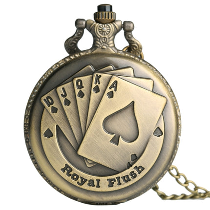 Playing Card Pattern Zinc Alloy Quartz Waterproof Pocket Watch-garmade.com