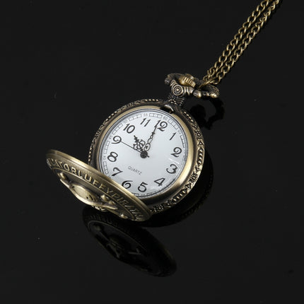 Skeleton Pattern Zinc Alloy Quartz Waterproof Pocket Watch-garmade.com