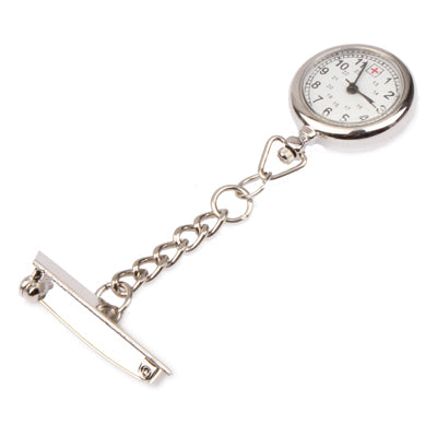Portable Alloy Nurse Round Quartz Wristwatch Watch with Pin(Silver)-garmade.com