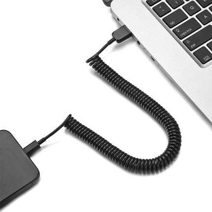 Micro USB Data Sync Charger Coiled Cable, Length: 27.5cm (can be extended up to 100cm)(Black)-garmade.com
