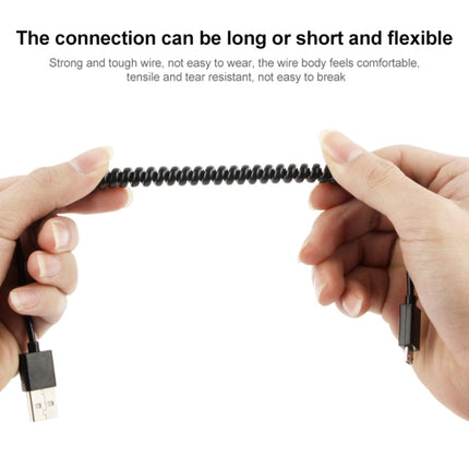 Micro USB Data Sync Charger Coiled Cable, Length: 27.5cm (can be extended up to 100cm)(Black)-garmade.com