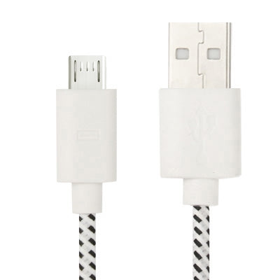 Nylon Netting Style Micro 5 Pin USB Data Transfer / Charge Cable, Length: 3m(White)-garmade.com