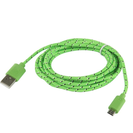 Nylon Netting Style Micro 5 Pin USB Data Transfer / Charge Cable, Length: 3m(Green)-garmade.com