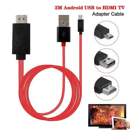 2m Full HD 1080P Micro USB MHL + USB Connector to HDMI Adapter HDTV Adapter Converter Cable-garmade.com