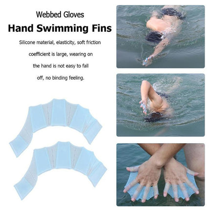 Finger Flexible Silicone Swimming Gloves (Large Size)(Blue)-garmade.com
