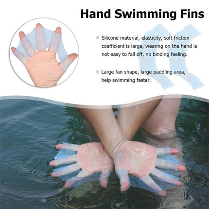 Finger Flexible Silicone Swimming Gloves (Middle Size)(Blue)-garmade.com