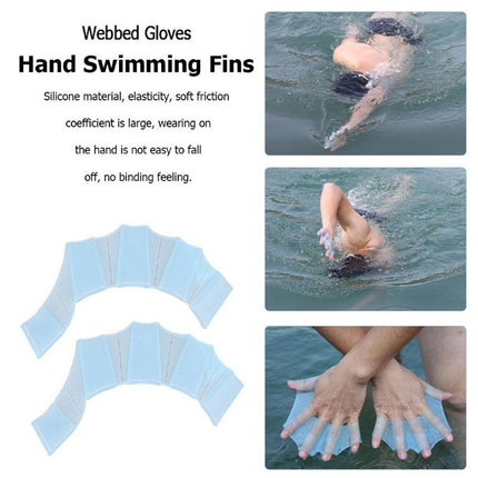 Finger Flexible Silicone Swimming Gloves (Middle Size)(Blue)-garmade.com