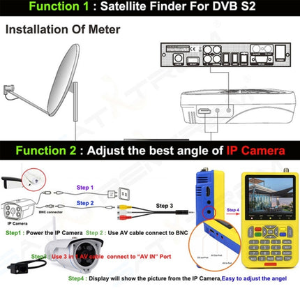 iBRAVEBOX V8 Finder Digital Satellite Signal Finder Meter, 3.5 Inch LCD Colour Screen, Support DVB Compliant & Live FTA(Black)-garmade.com