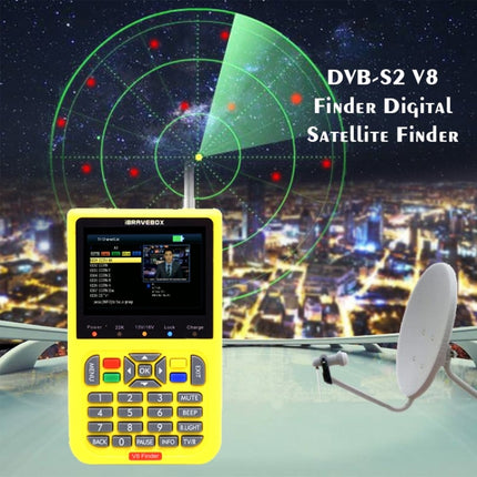 iBRAVEBOX V8 Finder Digital Satellite Signal Finder Meter, 3.5 Inch LCD Colour Screen, Support DVB Compliant & Live FTA(Yellow)-garmade.com
