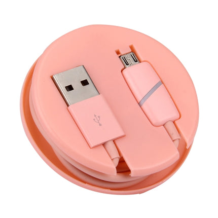 1M Circular Bobbin Gift Box Style Micro USB to USB 2.0 Data Sync Cable with LED Indicator Light, For Samsung, HTC, Sony, Huawei, Xiaomi(Pink)-garmade.com