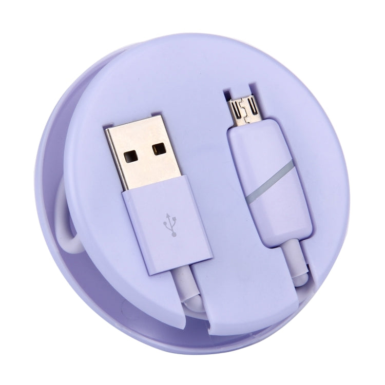 1M Circular Bobbin Gift Box Style Micro USB to USB 2.0 Data Sync Cable with LED Indicator Light, For Samsung, HTC, Sony, Huawei, Xiaomi(Purple)-garmade.com