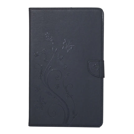For Galaxy Tab A 7.0 Pressed Flowers Butterfly Pattern Horizontal Flip PU Leather Case with Magnetic Buckle & Holder & Card Slots & Wallet(Black)-garmade.com
