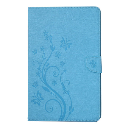 For Galaxy Tab A 7.0 Pressed Flowers Butterfly Pattern Horizontal Flip PU Leather Case with Magnetic Buckle & Holder & Card Slots & Wallet(Blue)-garmade.com