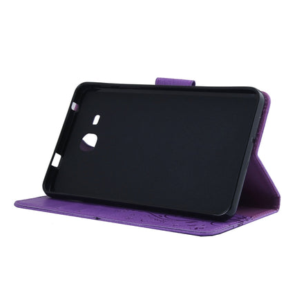 For Galaxy Tab A 7.0 Pressed Flowers Butterfly Pattern Horizontal Flip PU Leather Case with Magnetic Buckle & Holder & Card Slots & Wallet(Purple)-garmade.com