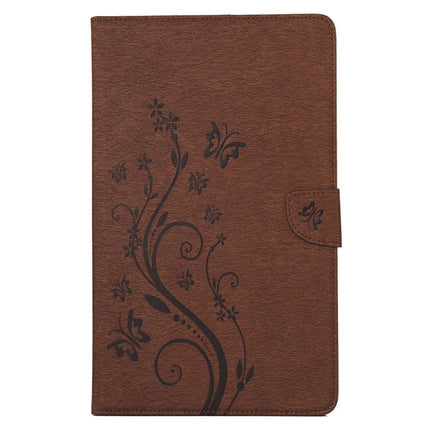 For Galaxy Tab A 7.0 Pressed Flowers Butterfly Pattern Horizontal Flip PU Leather Case with Magnetic Buckle & Holder & Card Slots & Wallet(Brown)-garmade.com