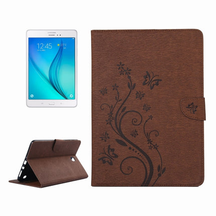 For Galaxy Tab A 8.0 / T350 Pressed Flowers Butterfly Pattern Horizontal Flip PU Leather Case with Magnetic Buckle & Holder & Card Slots & Wallet(Brown)-garmade.com