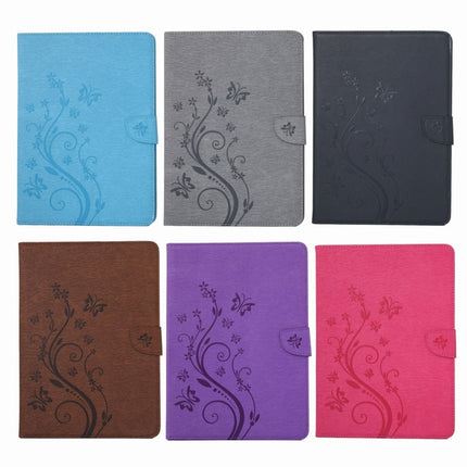 For Galaxy Tab A 8.0 / T350 Pressed Flowers Butterfly Pattern Horizontal Flip PU Leather Case with Magnetic Buckle & Holder & Card Slots & Wallet(Black)-garmade.com