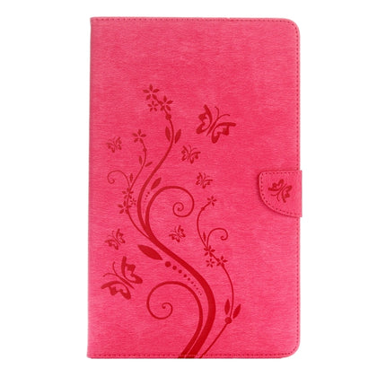 For Galaxy Tab A 10.1 Pressed Flowers Butterfly Pattern Horizontal Flip PU Leather Case with Magnetic Buckle & Holder & Card Slots & Wallet(Magenta)-garmade.com