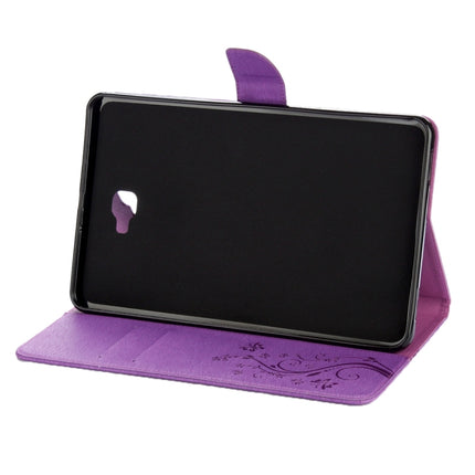 For Galaxy Tab A 10.1 Pressed Flowers Butterfly Pattern Horizontal Flip PU Leather Case with Magnetic Buckle & Holder & Card Slots & Wallet(Purple)-garmade.com