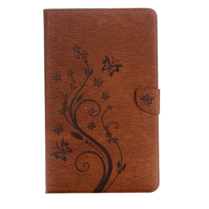 For Galaxy Tab A 10.1 Pressed Flowers Butterfly Pattern Horizontal Flip PU Leather Case with Magnetic Buckle & Holder & Card Slots & Wallet(Brown)-garmade.com