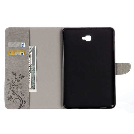 For Galaxy Tab A 10.1 (2016) / P580 Butterflies Love Flowers Embossing Horizontal Flip Leather Case with Holder & Card Slots & Wallet(Grey)-garmade.com