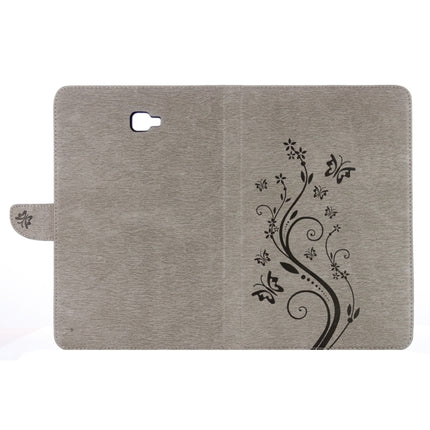 For Galaxy Tab A 10.1 (2016) / P580 Butterflies Love Flowers Embossing Horizontal Flip Leather Case with Holder & Card Slots & Wallet(Grey)-garmade.com
