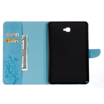 For Galaxy Tab A 10.1 (2016) / P580 Butterflies Love Flowers Embossing Horizontal Flip Leather Case with Holder & Card Slots & Wallet(Blue)-garmade.com