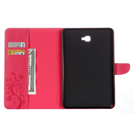 For Galaxy Tab A 10.1 (2016) / P580 Butterflies Love Flowers Embossing Horizontal Flip Leather Case with Holder & Card Slots & Wallet(Magenta)-garmade.com