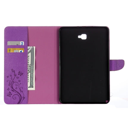 For Galaxy Tab A 10.1 (2016) / P580 Butterflies Love Flowers Embossing Horizontal Flip Leather Case with Holder & Card Slots & Wallet(Purple)-garmade.com