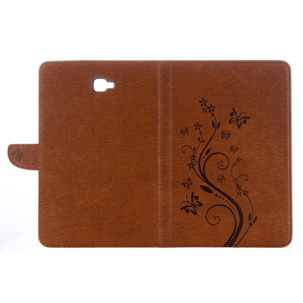 For Galaxy Tab A 10.1 (2016) / P580 Butterflies Love Flowers Embossing Horizontal Flip Leather Case with Holder & Card Slots & Wallet(Brown)-garmade.com
