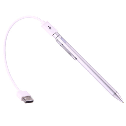 Universal Rechargeable Capacitive Touch Screen Stylus Pen with 2.3mm Superfine Metal Nib, For iPhone, iPad, Samsung, and Other Capacitive Touch Screen Smartphones or Tablet PC(Silver)-garmade.com