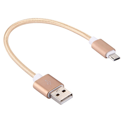 20cm 2A Woven Style Metal Head Micro USB to USB V8 Data / Charger Cable, For Samsung / Huawei / Xiaomi / Meizu / LG / HTC and Other Smartphones(Gold)-garmade.com